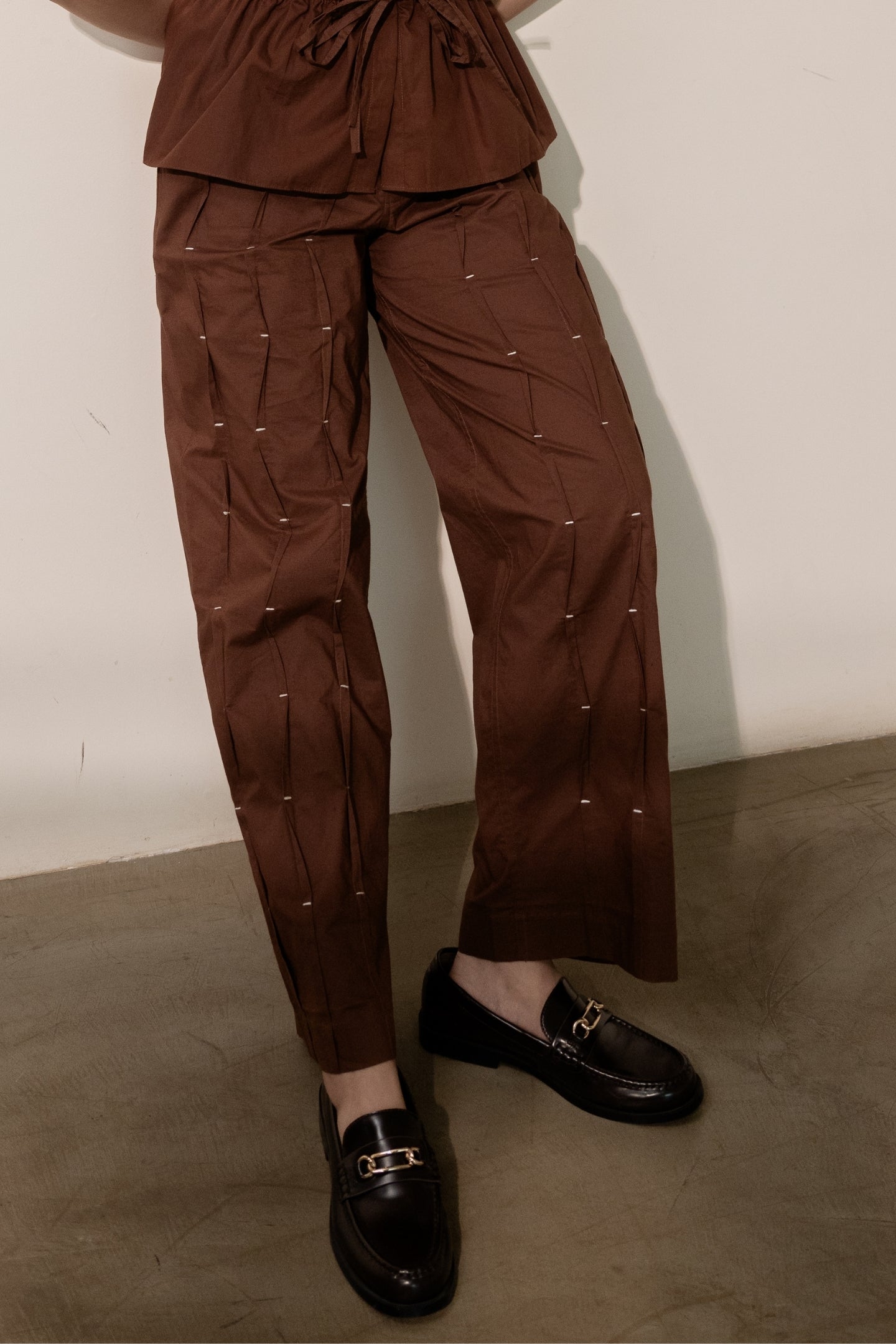 Ether Brown Pleated Pants