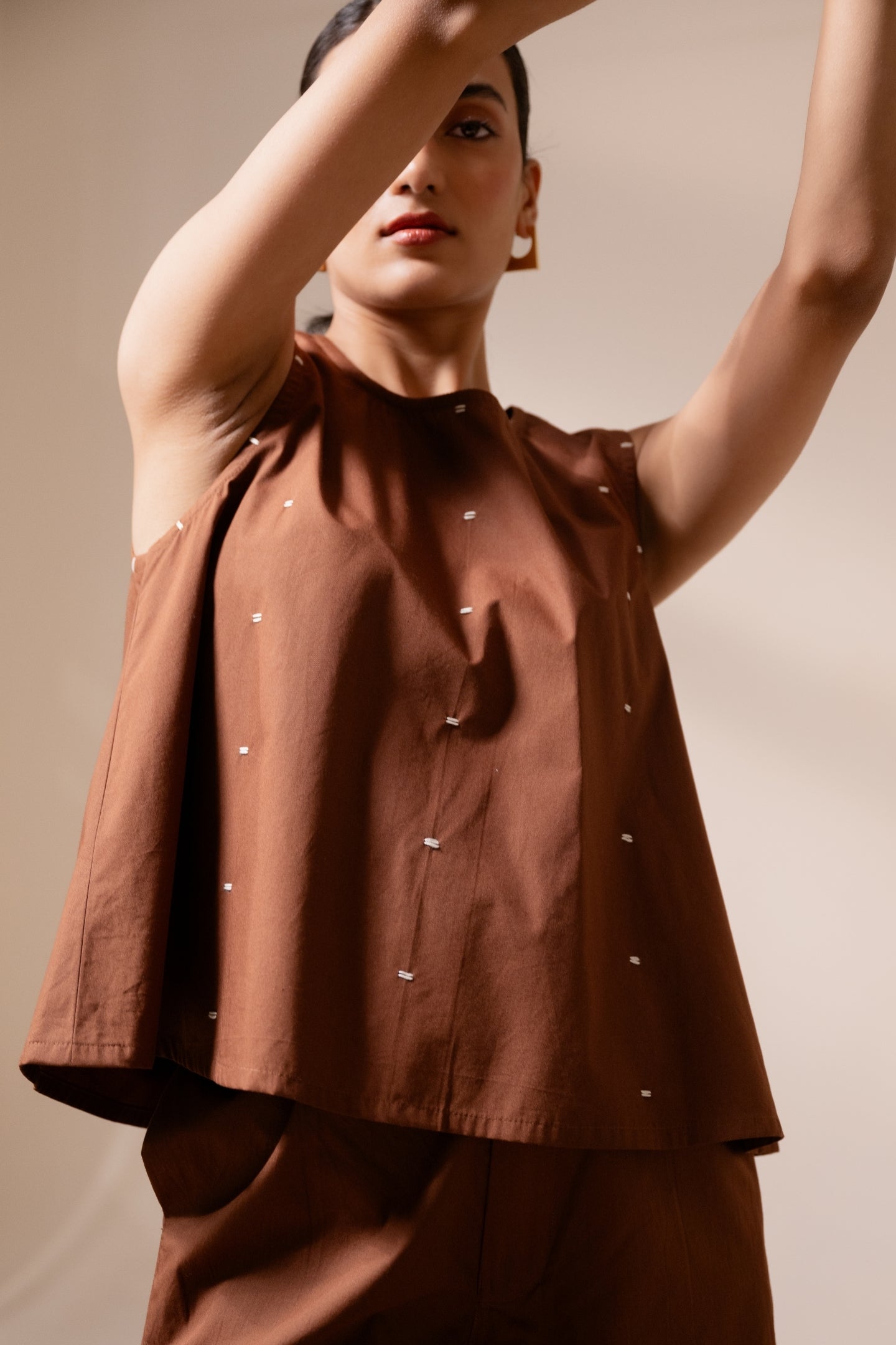 Ether Brown Sleeveless Top
