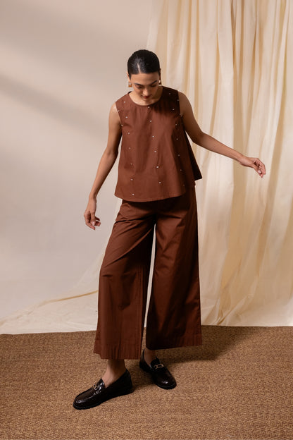 Ether Brown Sleeveless Top