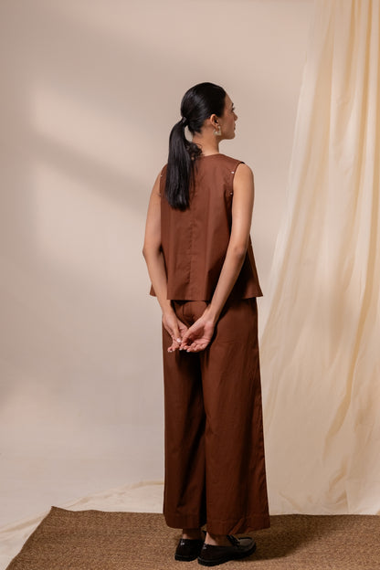 Ether Brown Sleeveless Top