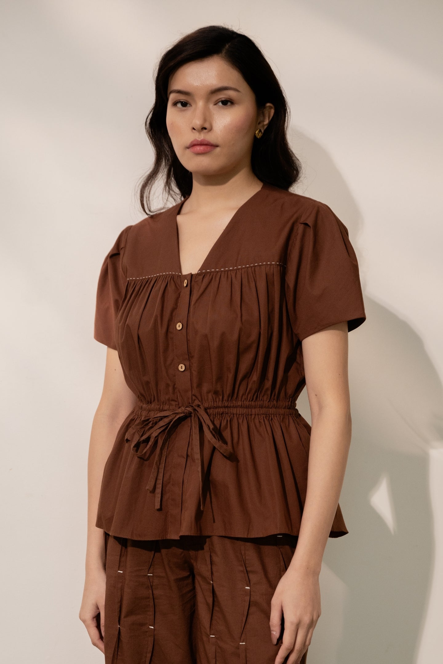 Ether Brown Tie Up Top