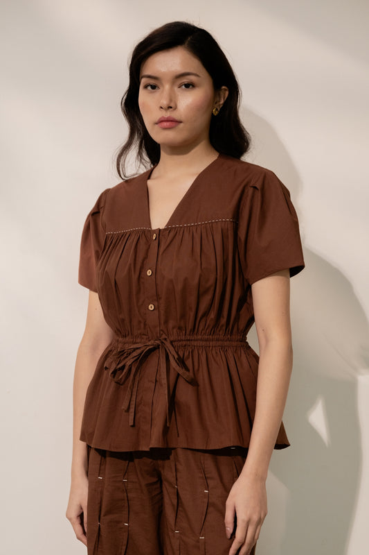Ether Brown Tie Up Top