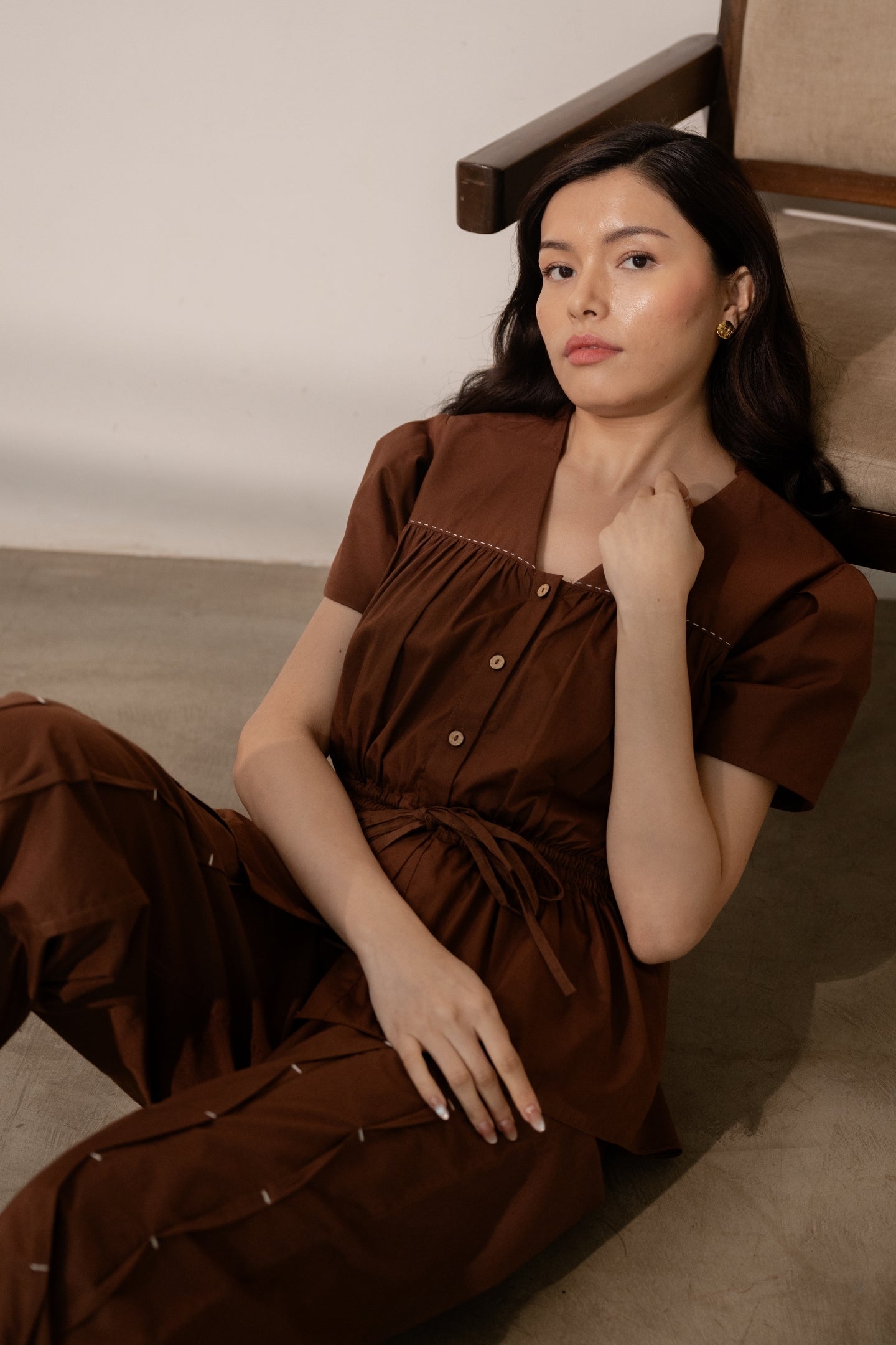 Ether Brown Tie Up Top