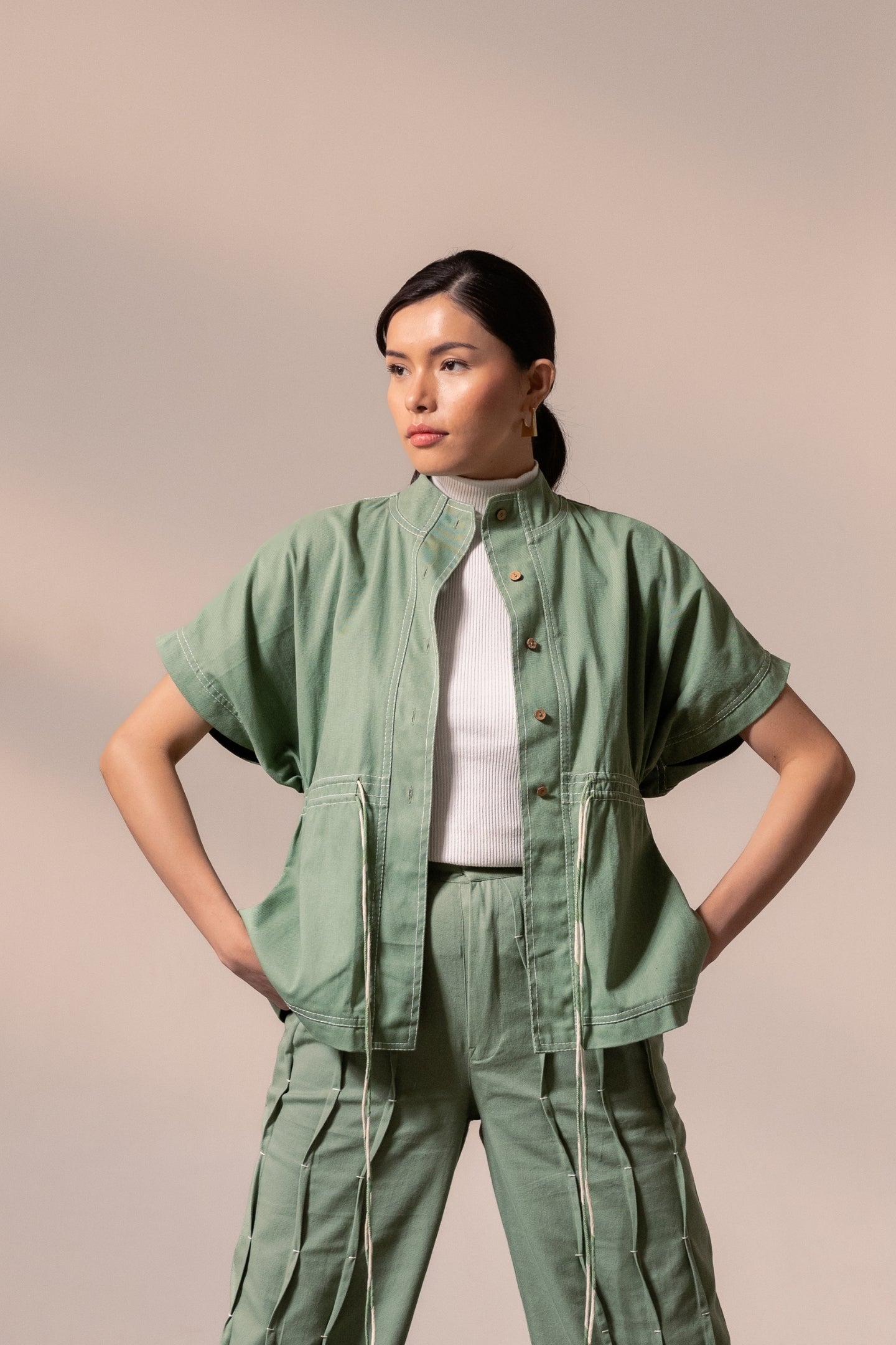 Fern Green Denim Top