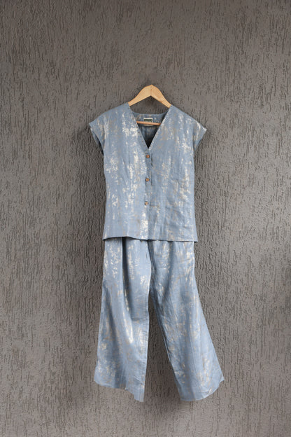 Azure Vest & Flared Pants Set