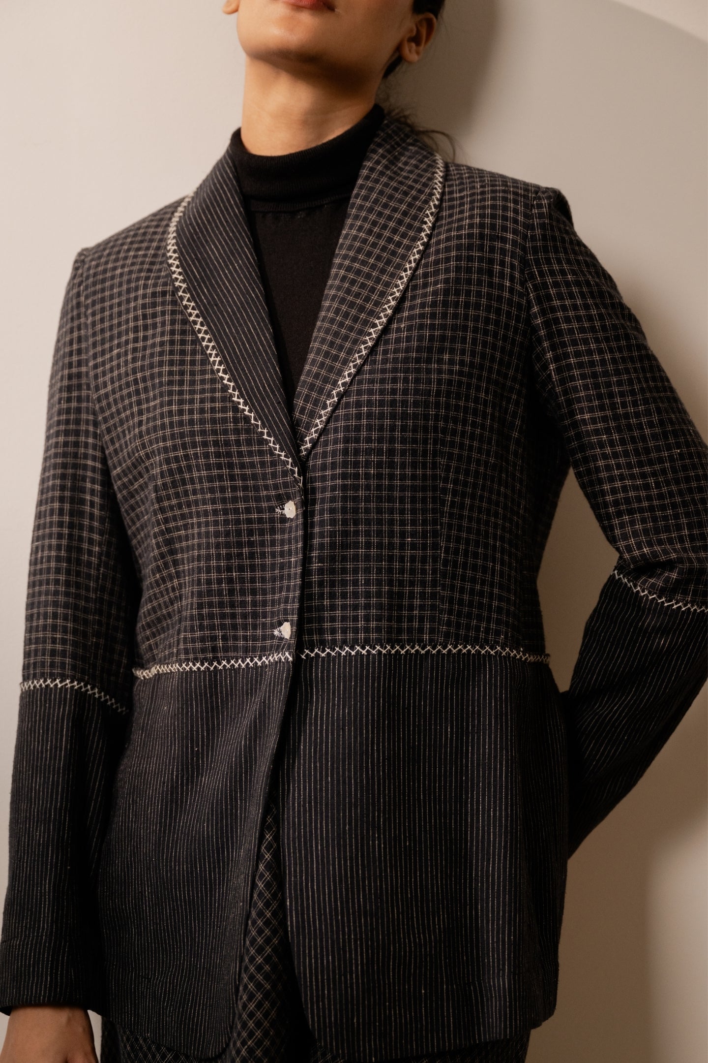 Lava Black Checks Blazer