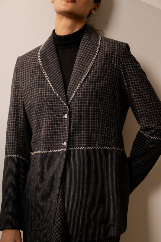 Lava Black Checks Blazer