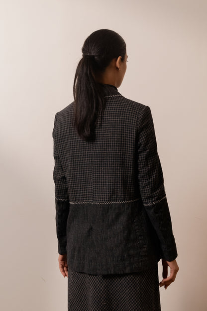 Lava Black Checks Blazer