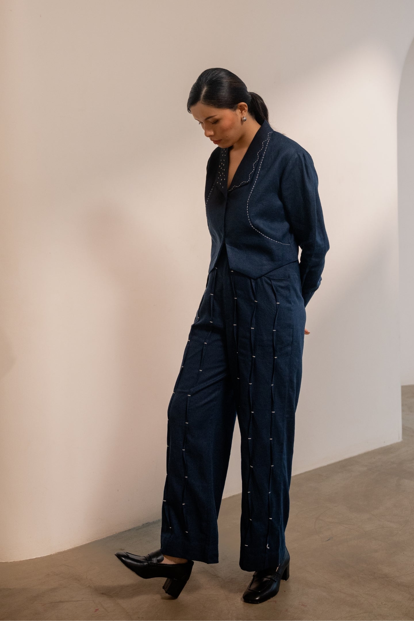 Moraine Blue Pleated Pants