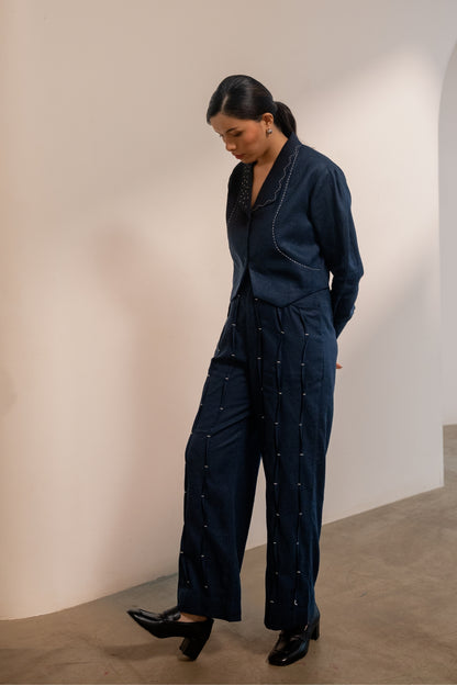 Moraine Blue Pleated Pants