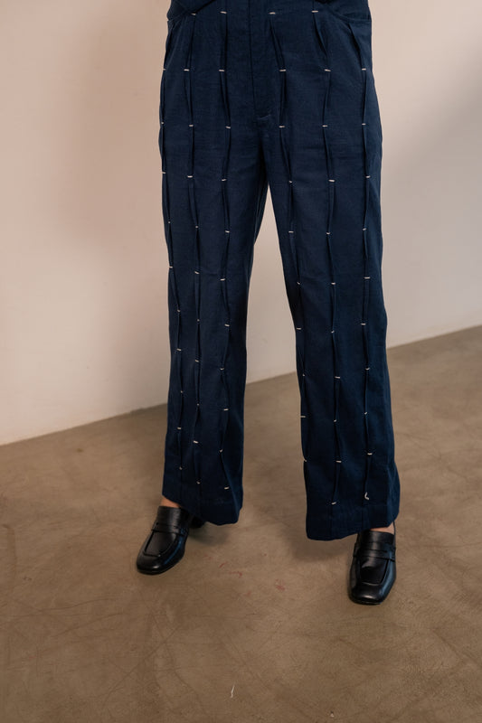 Moraine Blue Pleated Pants