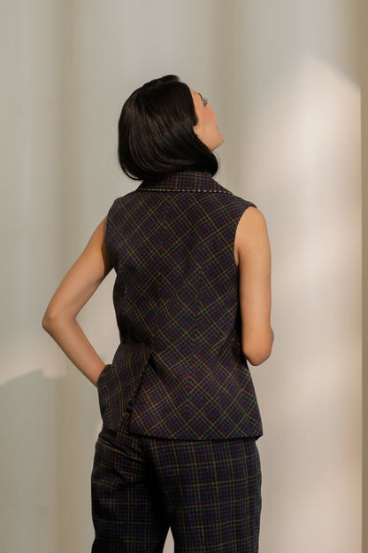 Prism Blazer Top - Black Coloured Checks