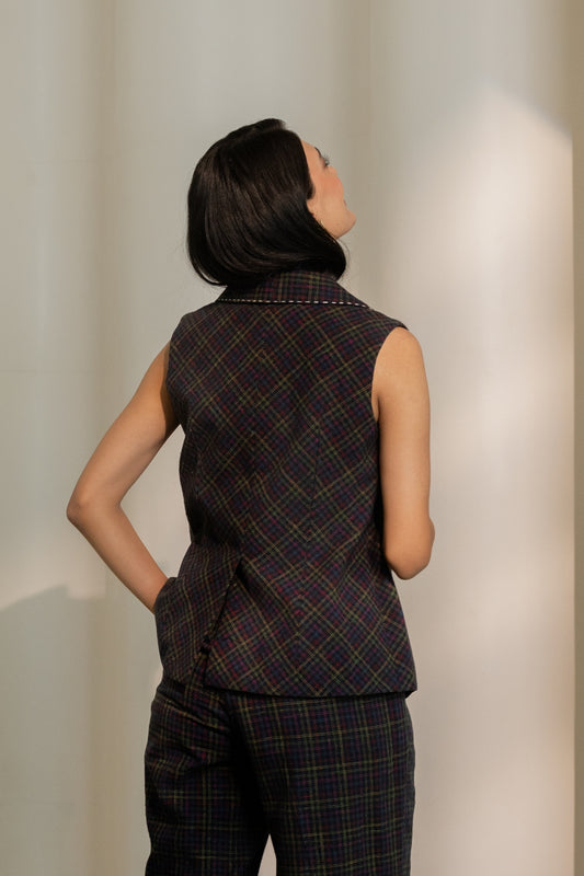 Prism Blazer Top - Black Coloured Checks