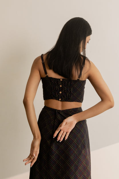 Prism Bralette Top - Black Coloured Checks