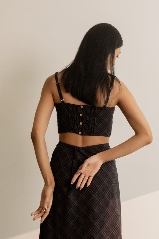 Prism Bralette Top - Black Coloured Checks