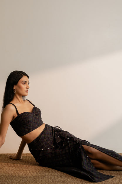 Prism Bralette Top - Black Coloured Checks