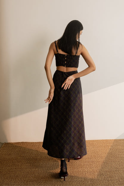 Prism Tie Up Skirt - Black Coloured Checks