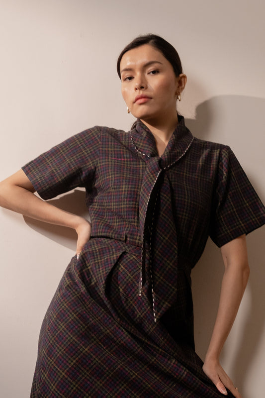 Prism Tie Up Top - Black Coloured Checks