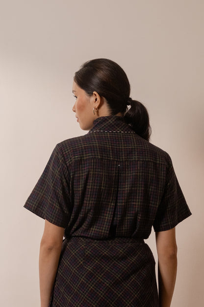 Prism Tie Up Top - Black Coloured Checks