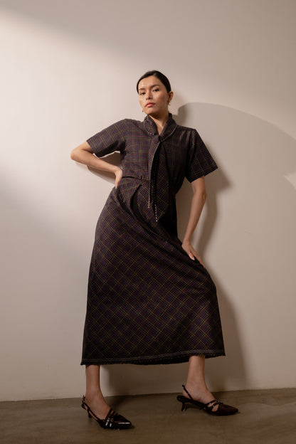 Prism Tie Up Top - Black Coloured Checks