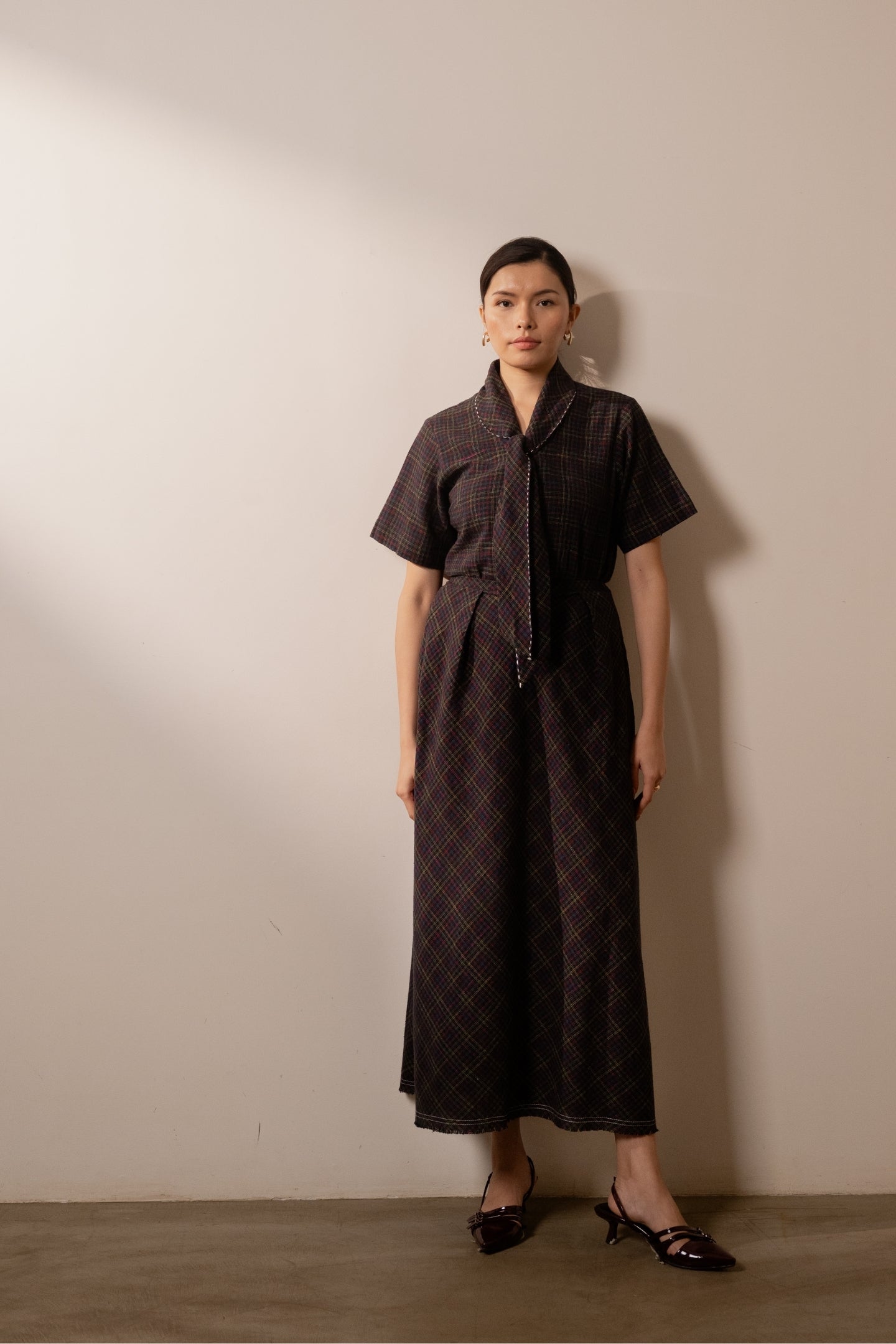 Prism Tie Up Top - Black Coloured Checks