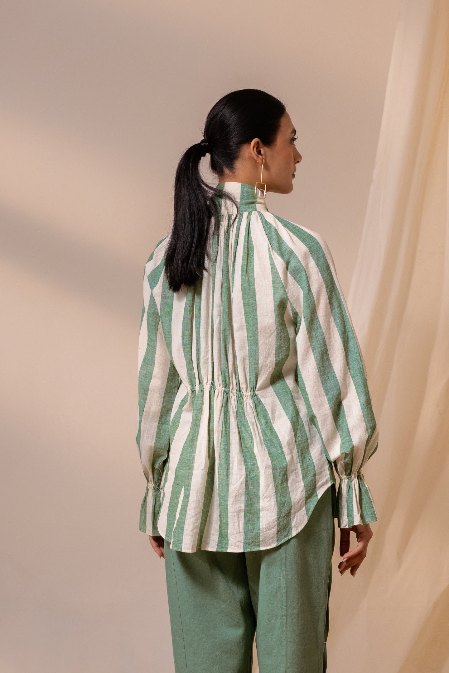 Sage Green Stripes Scarf Top