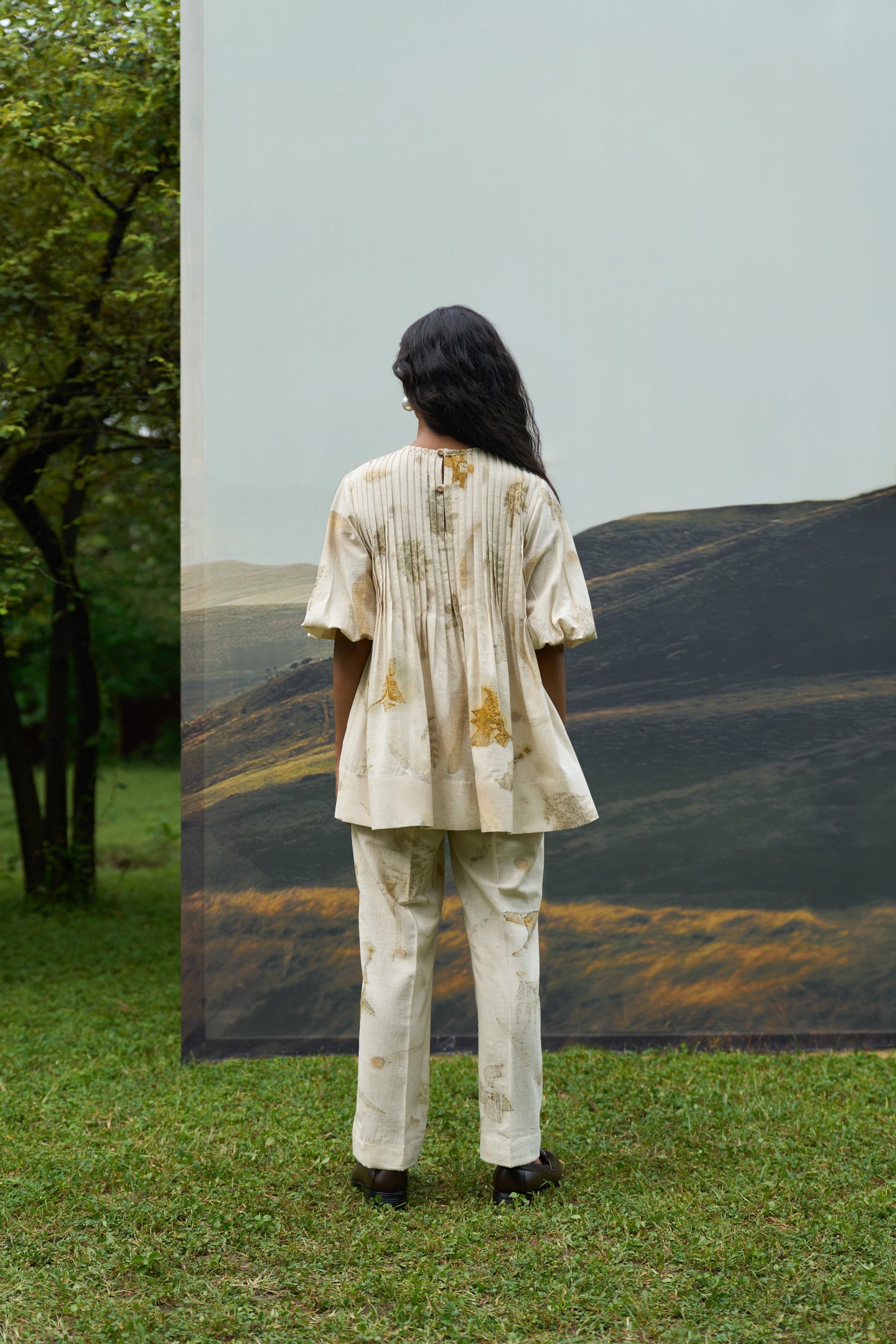 Live Leafy Pintucks Top & Pants Set