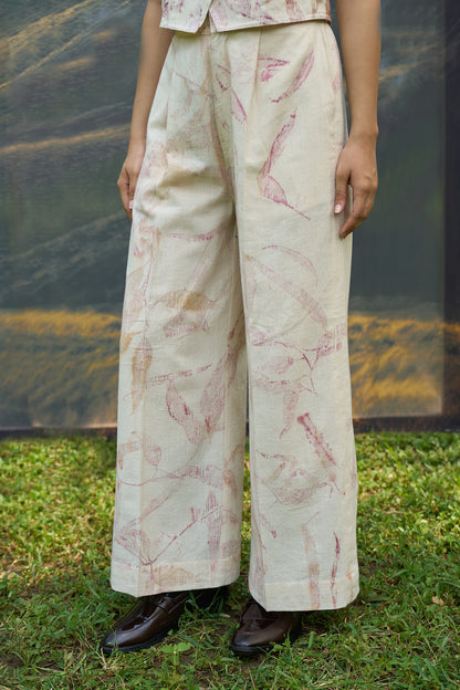 Pink Foliage Vest & Flared Pants Set