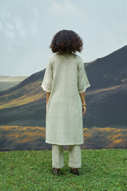 Moss Striped Tent Shirt Dress