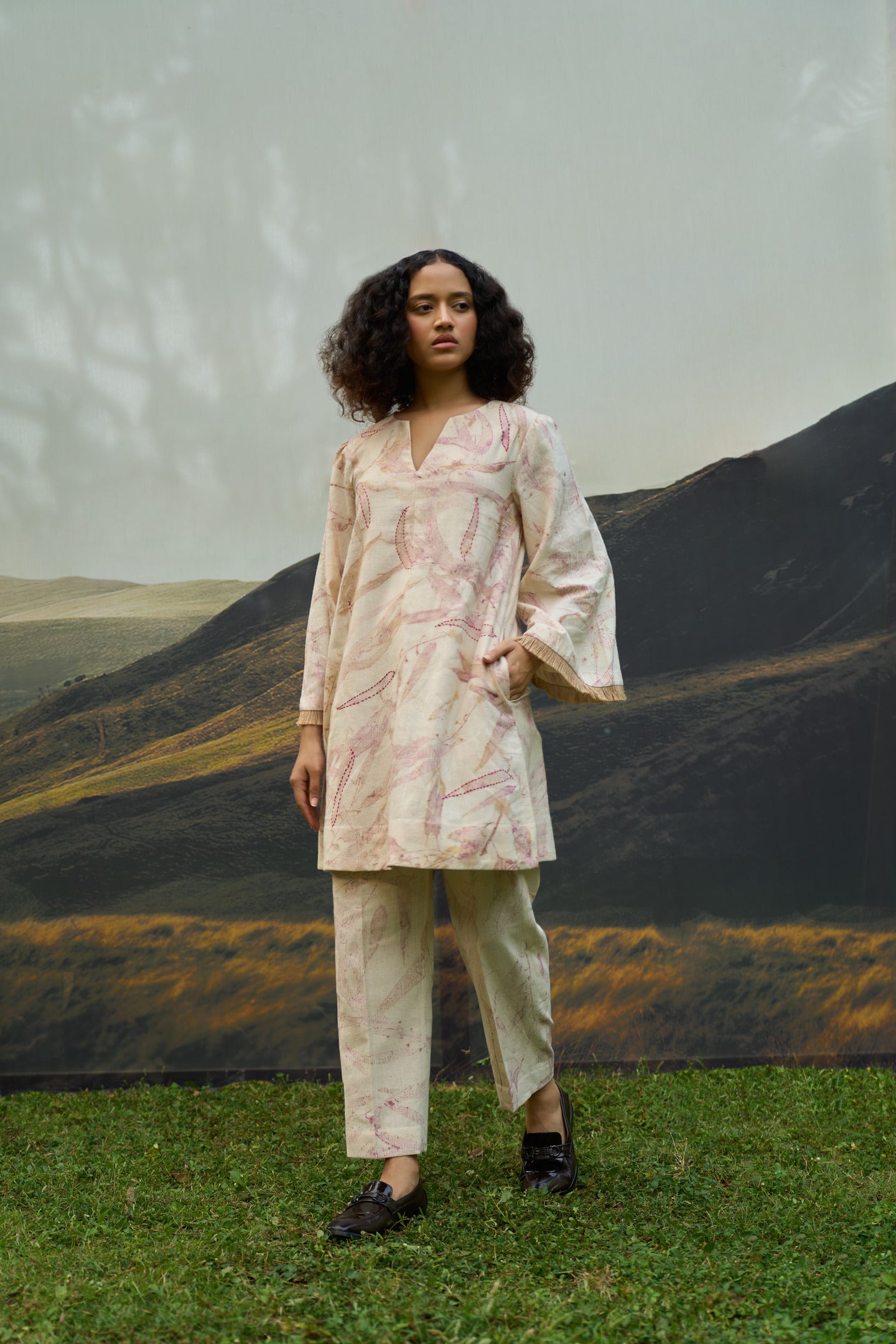 Pink Foliage Kurta & Pants Set