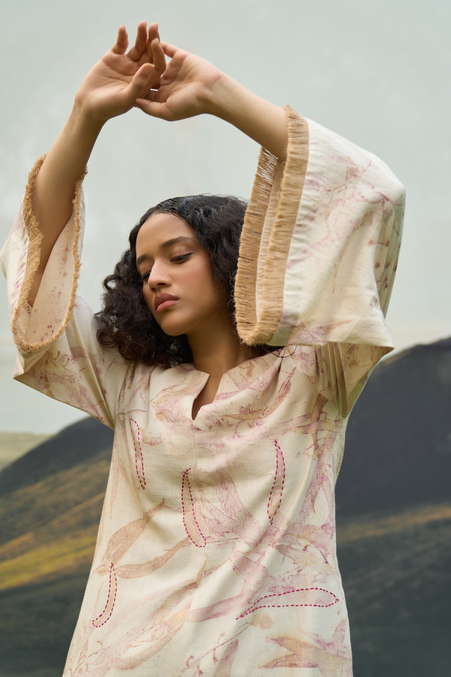 Pink Foliage Kurta