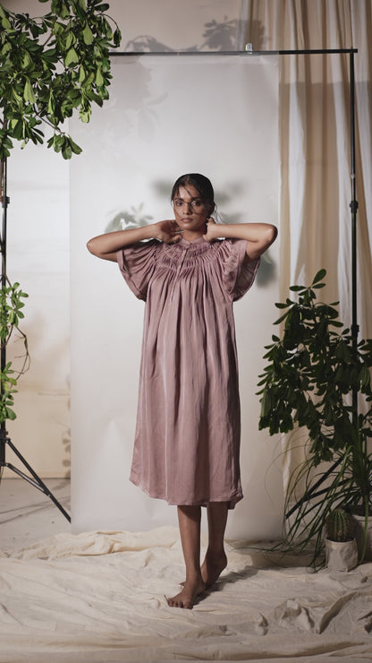 Grape Wine Eucalyptus Silk Dress