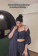 Load and play video in Gallery viewer, Cobalt Trench Overlay 3-Piece Set with Bralette &amp; Pants
