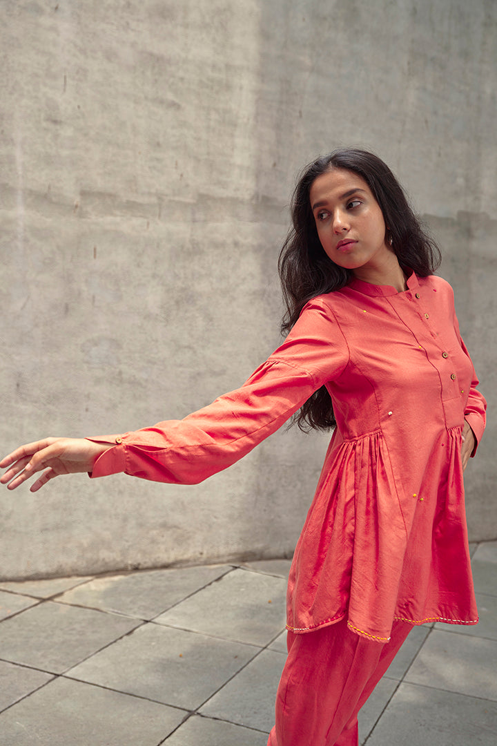 Sunset Eri Silk Embroidered Co-ord Set