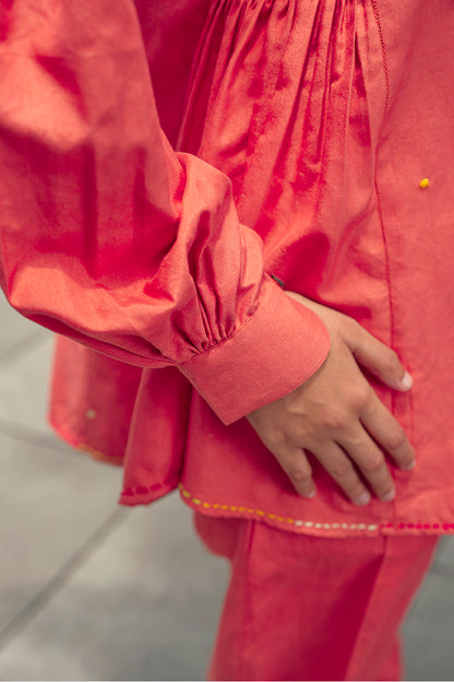 Sunset Eri Silk Embroidered Co-ord Set