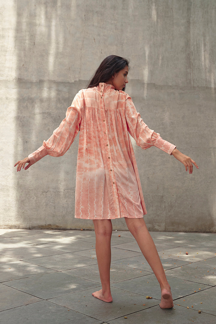 Lotus Funnel Neck Short Dress