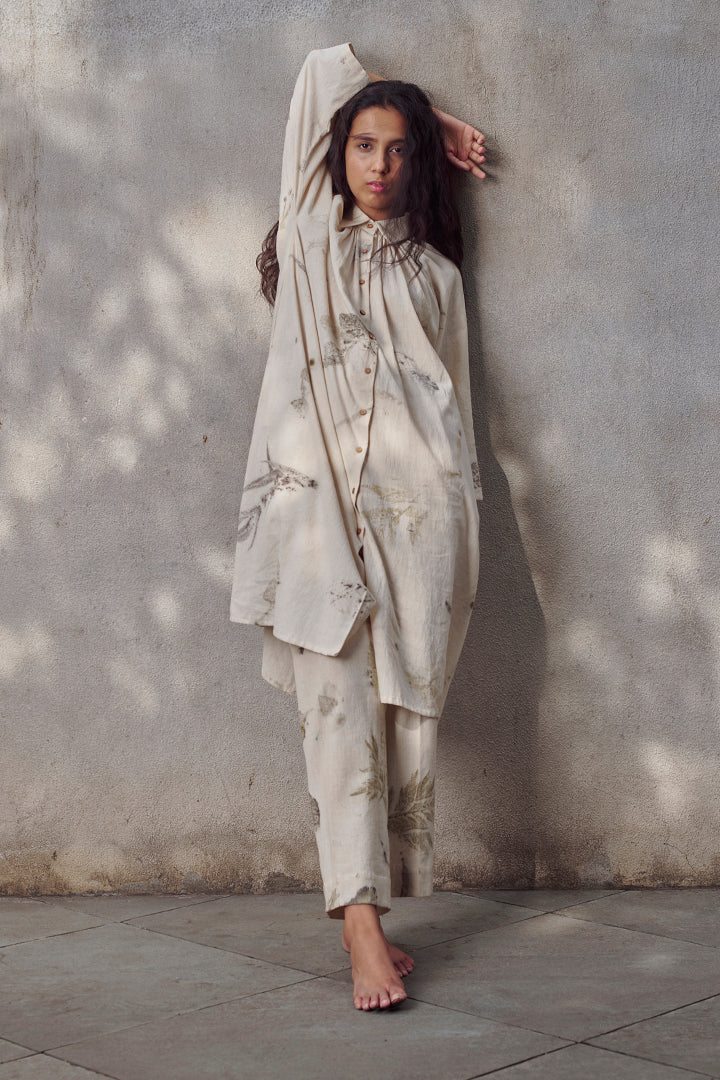 Live Leafy Khadi Tent Dress & Pants Co-ord Set