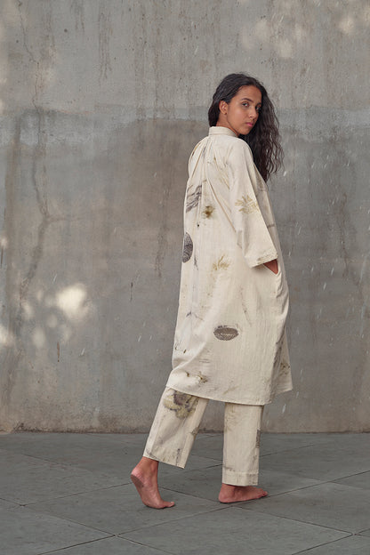 Live Leafy Khadi Tent Dress & Pants Co-ord Set
