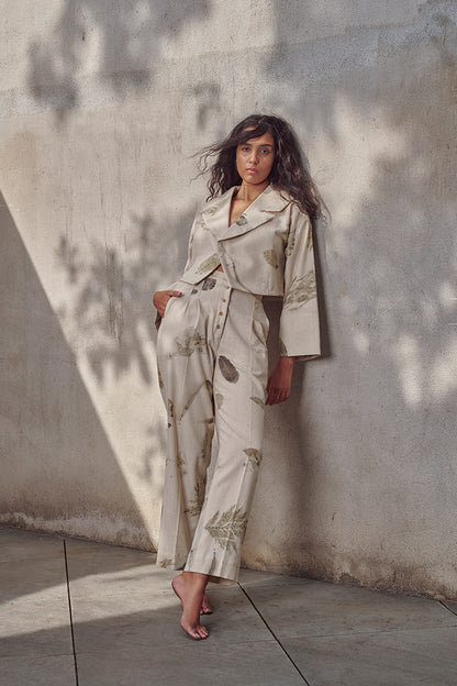 Live Leafy Khadi Blazer & Pants