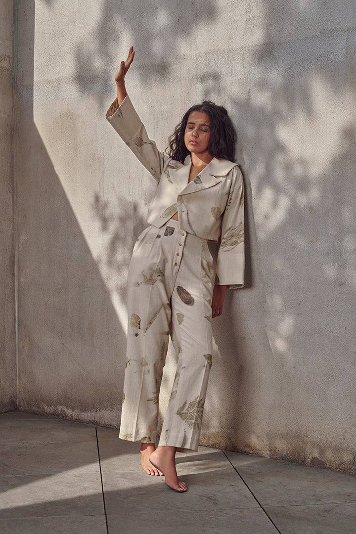 Live Leafy Khadi Blazer & Pants