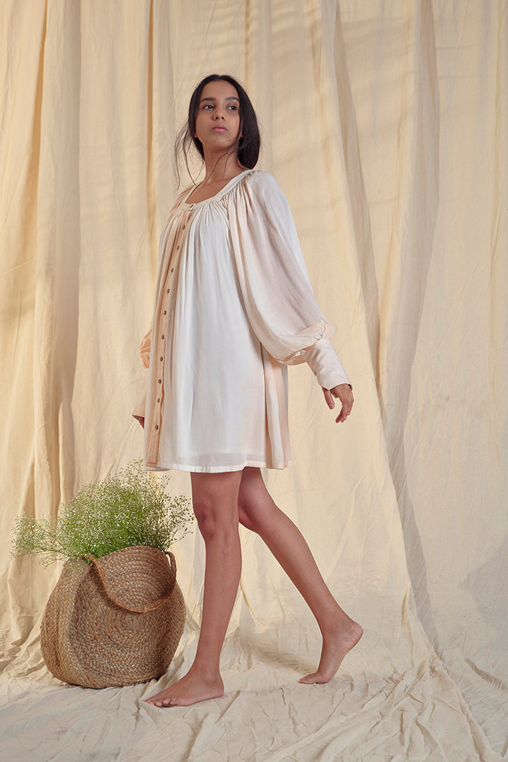 Waterfall Soya Fabric Short Dress