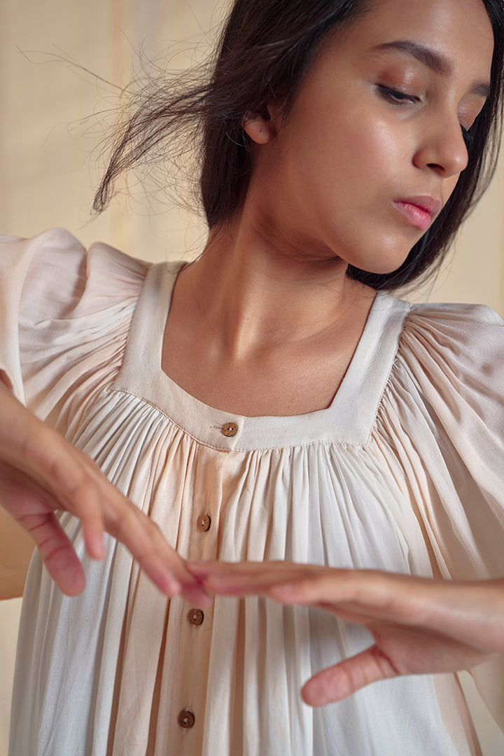 Waterfall Soya Fabric Short Dress