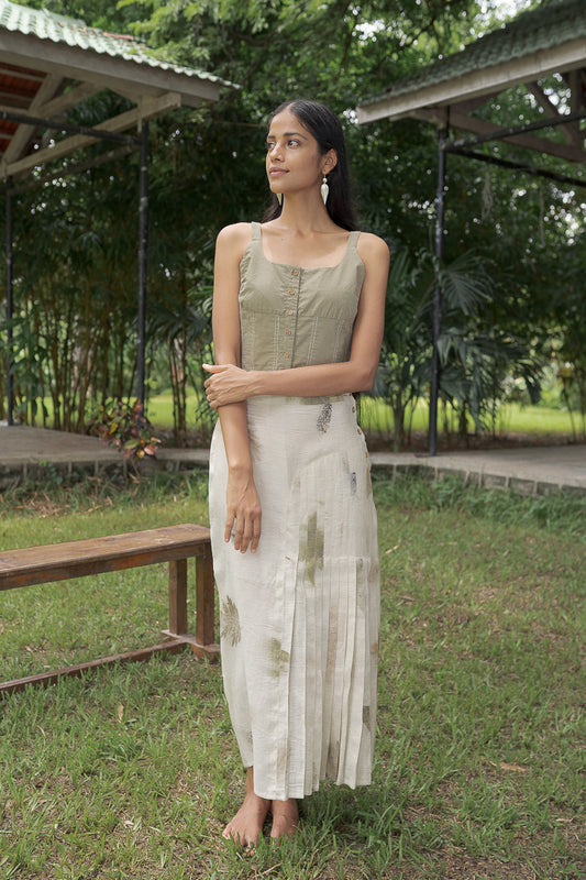 Live Leafy Pleated Panel Skirt