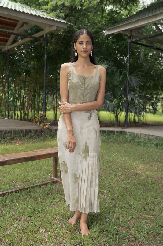 Live Leafy Pleated Panel Skirt