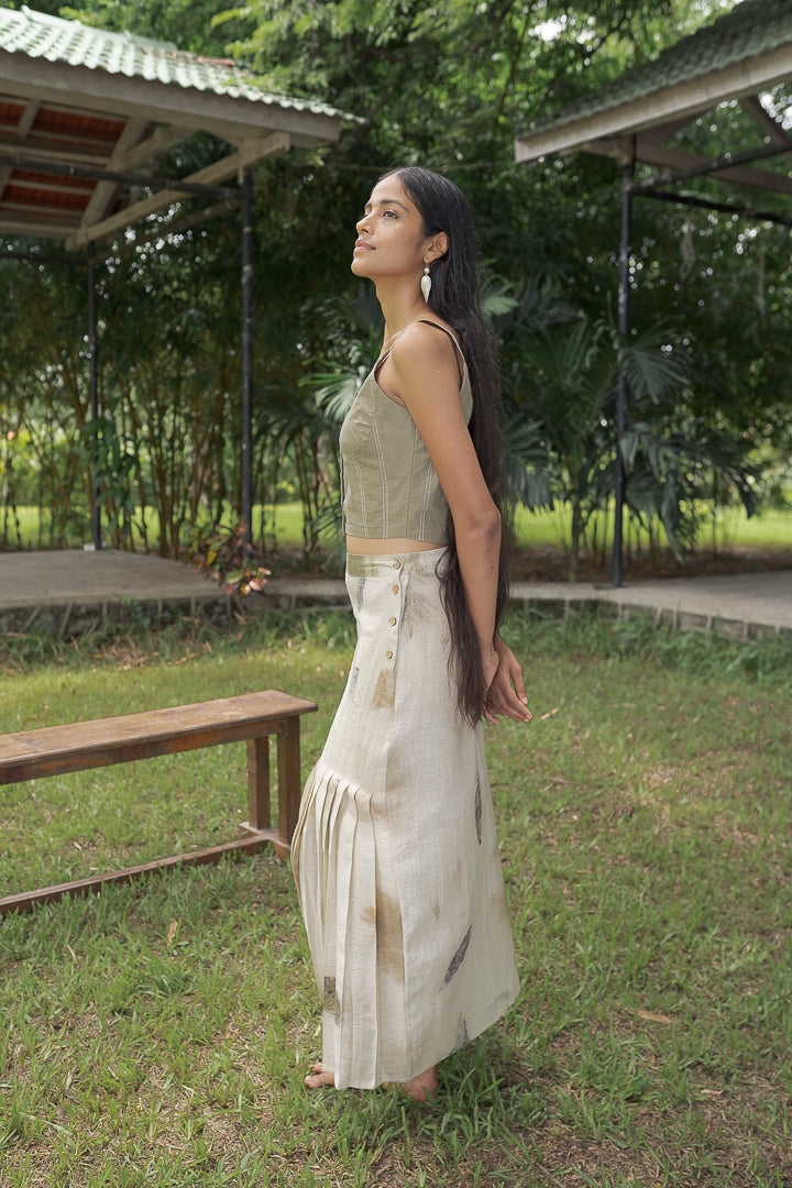 Live Leafy Pleated Panel Skirt