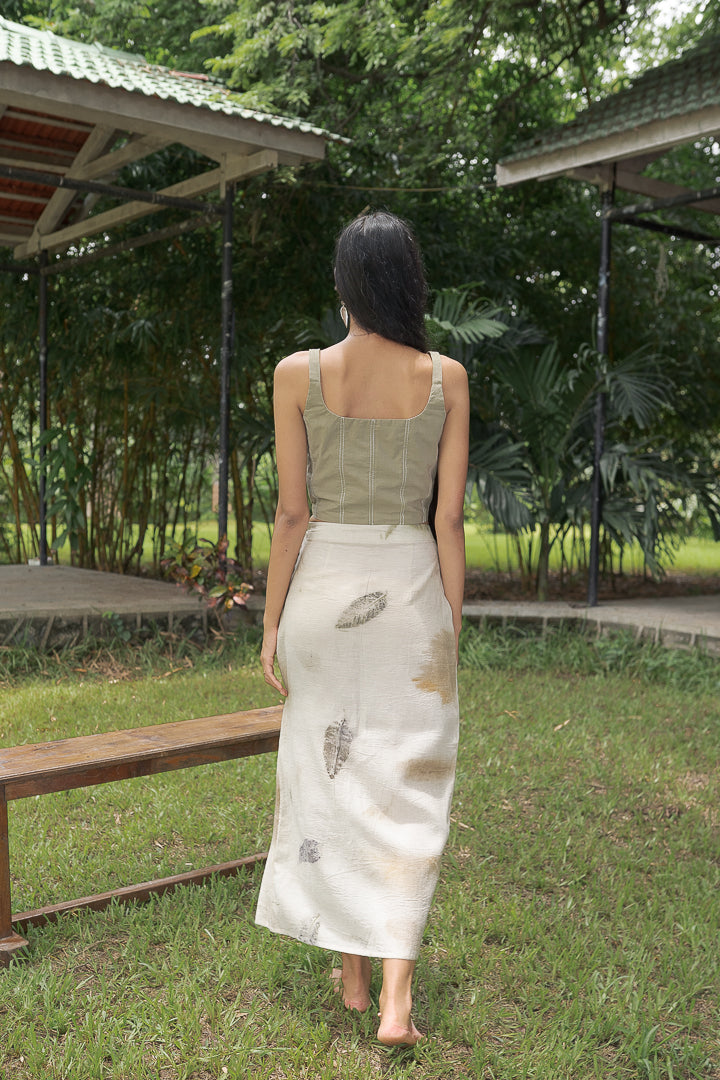 Live Leafy Pleated Panel Skirt