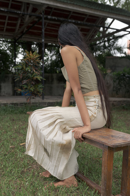 Live Leafy Pleated Panel Skirt
